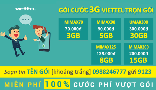 Bảng giá các gói cước 3G Viettel rẻ nhất hiện nay