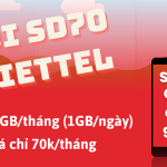 Đăng ký gói cước SD70 Viettel có ngay 30GB data dùng 1 tháng