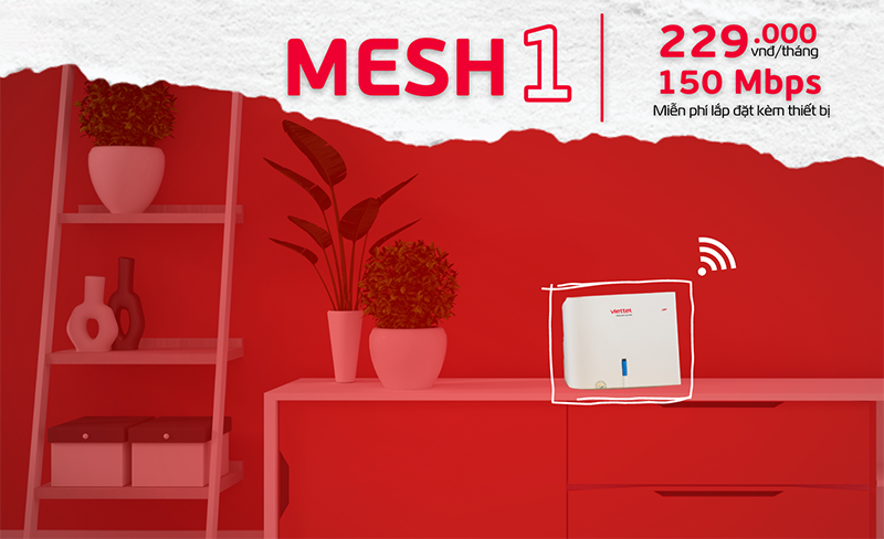 Gói cước MESH1 Viettel băng thông 150Mbps giá 229K/tháng 