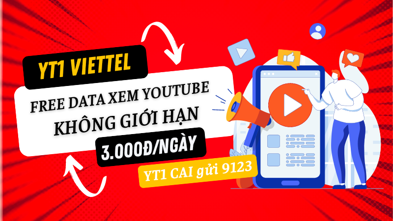Đăng ký gói YT1 Viettel chỉ 3k miễn phí data xem Youtube