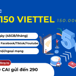 Đăng ký gói cước MXH150 Viettel miễn phí 45GB data, gọi free cả tháng