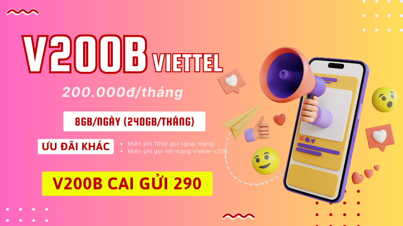 Đăng ký gói cước V200B Viettel miễn phí gọi và truy cập mạng