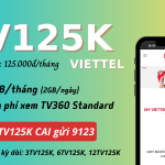 Đăng ký gói cước TV125K Viettel có 60GB data 1 tháng