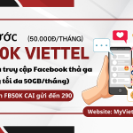 Đăng ký gói cước FB50K Viettel miễn phí data truy cập Facebook không giới hạn