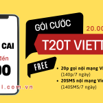 Đăng ký gói T20T Viettel có 140SMS và 140p gọi miễn phí