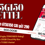 Cách đăng ký gói 6T5G135 Viettel miễn phí 1080GB, 30GB My Box và TV360